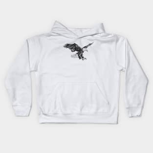 Bald eagle sketch Kids Hoodie